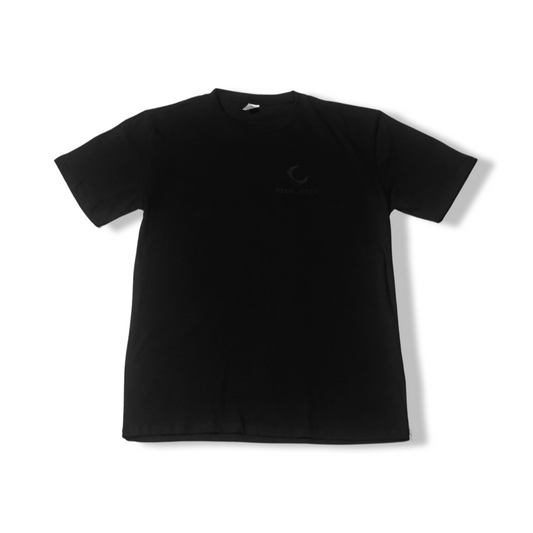 Moonlit Mystery: Black-on-Black T-shirt with Discreet Lunar Cycle - Phase Seven