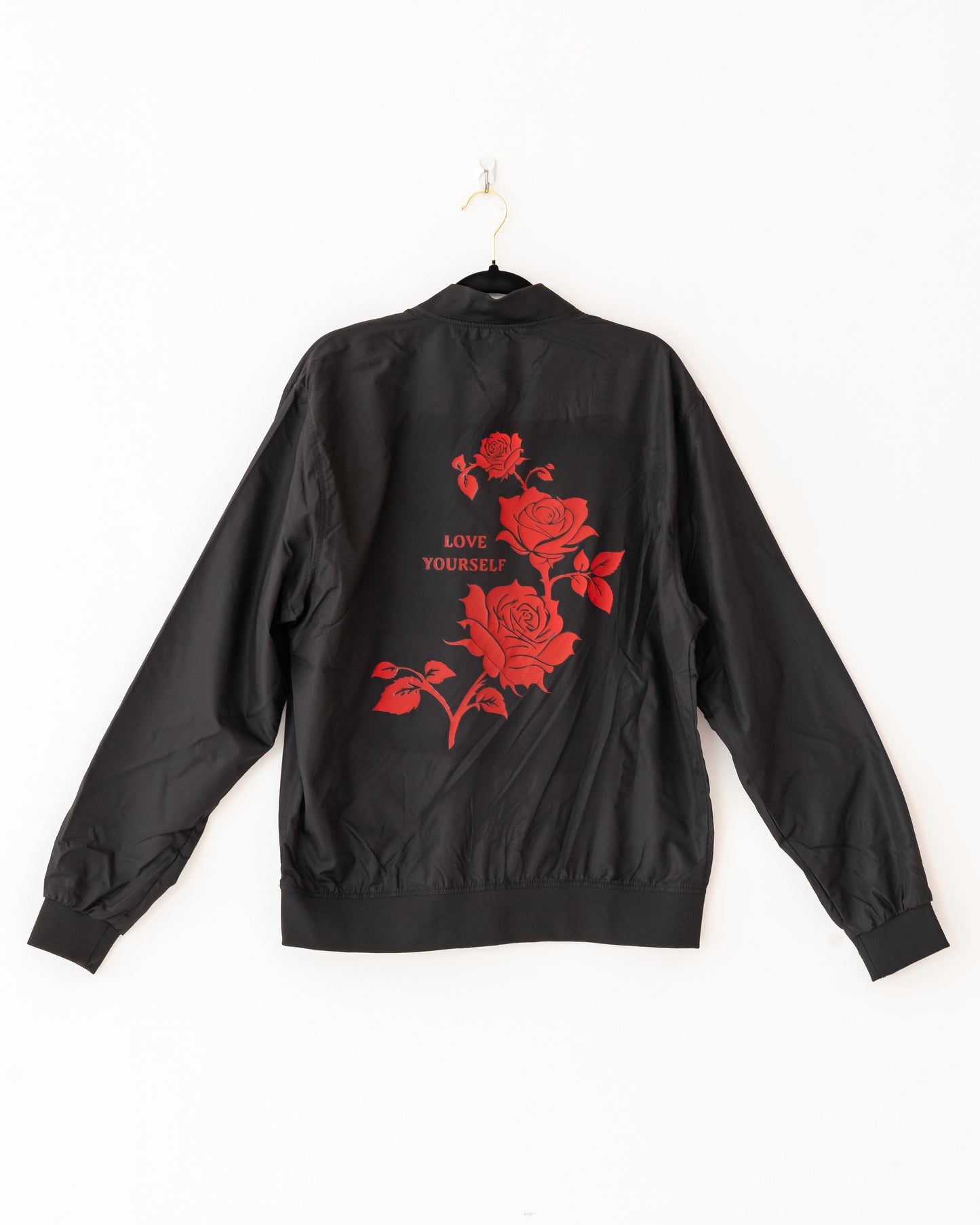 'Love Yourself' Bomber Jacket-Black - Phase Seven